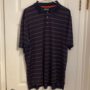 Adidas men polo Xl navy and orange stripe